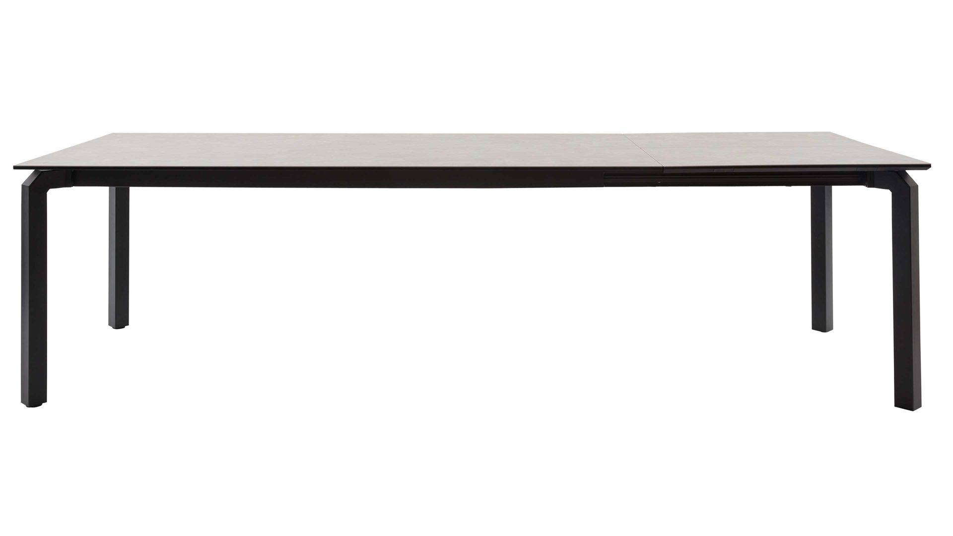 Auszugtisch Interliving aus Keramik in Grau Interliving Esszimmer Serie 5111 – Auszugtisch graue Glaskeramik & schwarzes Eisen – ca. 180-260 x 100 cm