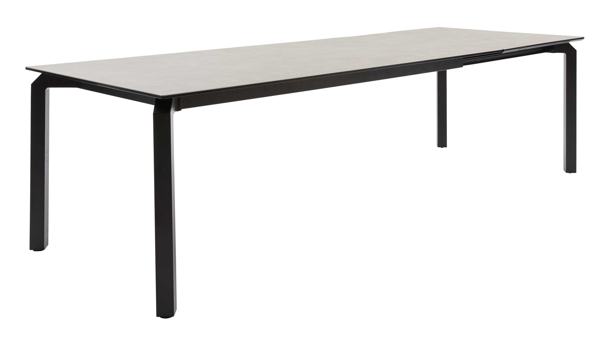 Auszugtisch Interliving aus Keramik in Grau Interliving Esszimmer Serie 5111 – Auszugtisch 6813-91 graue Glaskeramik & schwarzes Eisen – ca. 200-280 x 100 cm