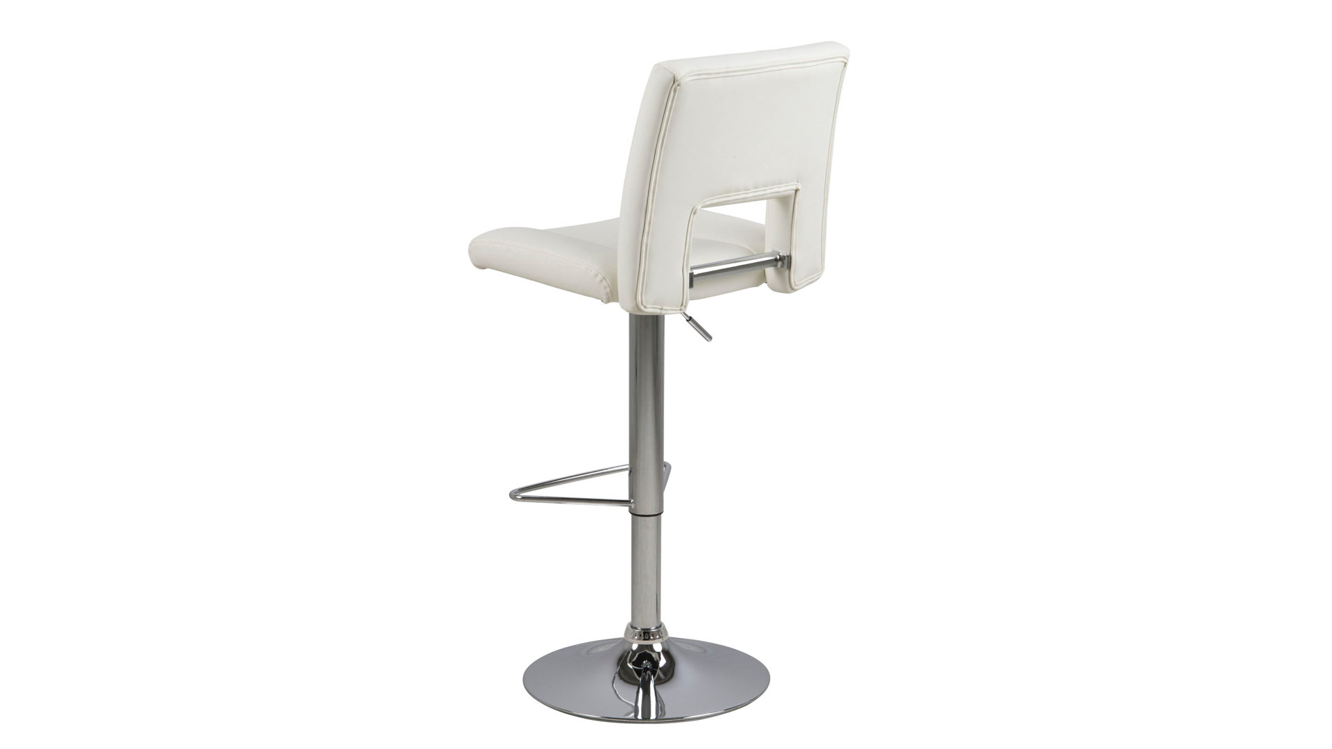 Barhocker Actona group aus Kunstfaser in Weiß Barhocker mit Trompetenfuß bzw. Tresenstuhl Sylvia weißes Kunstleder & Chrom
