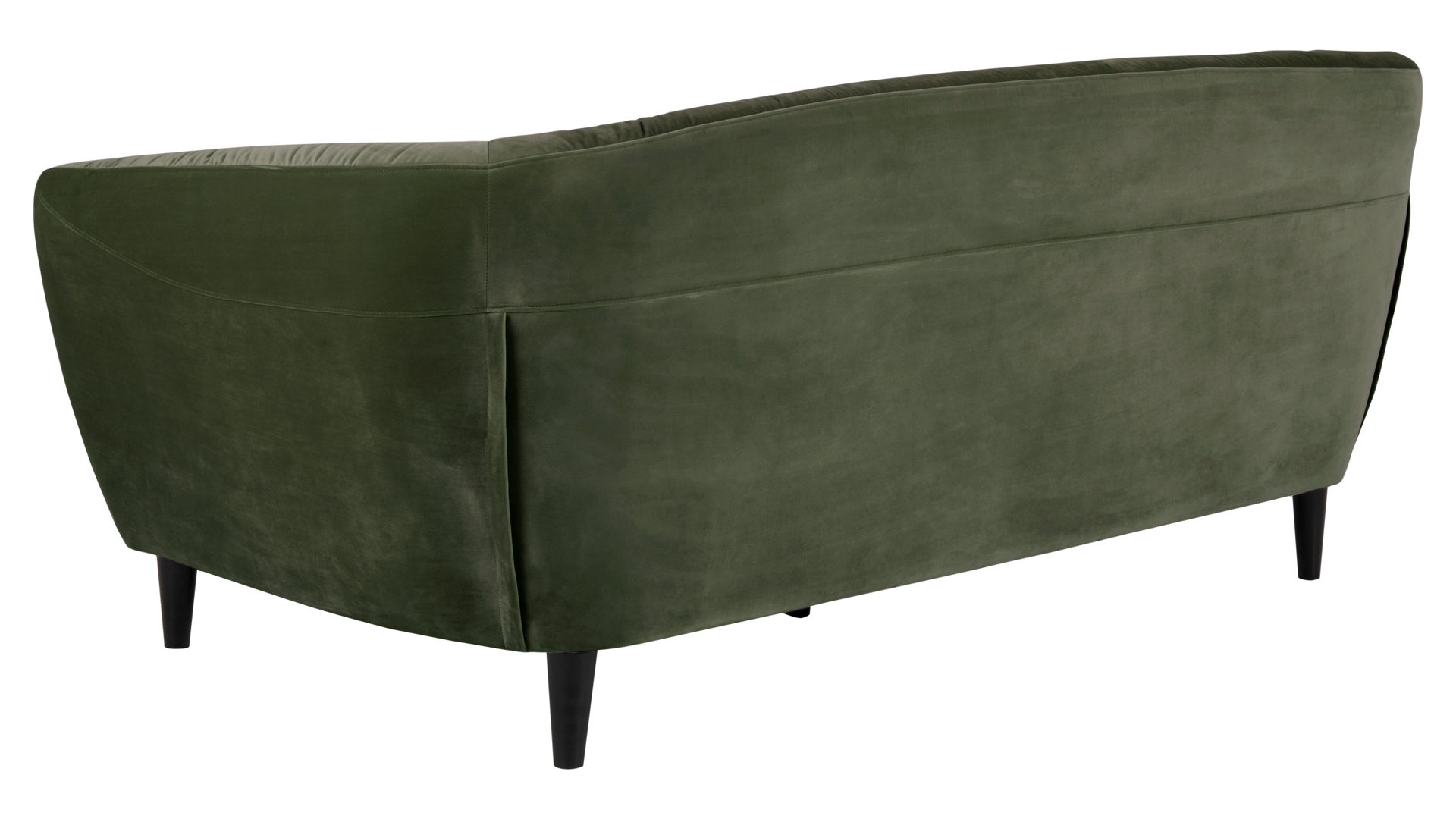 Dreisitzer Actona group aus Stoff in Dunkelgrün Dreisitzer-Sofa als bequemes Polstermöbel waldgrüner Samt Vic 68AC & schwarze Holzfüße - Breite ca. 191 cm