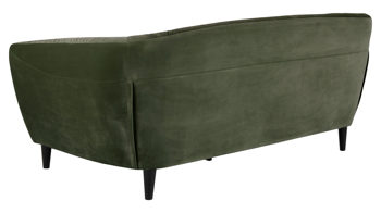 Dreisitzer Actona group aus Stoff in Dunkelgrün Dreisitzer-Sofa als bequemes Polstermöbel waldgrüner Samt Vic 68AC & schwarze Holzfüße - Breite ca. 191 cm