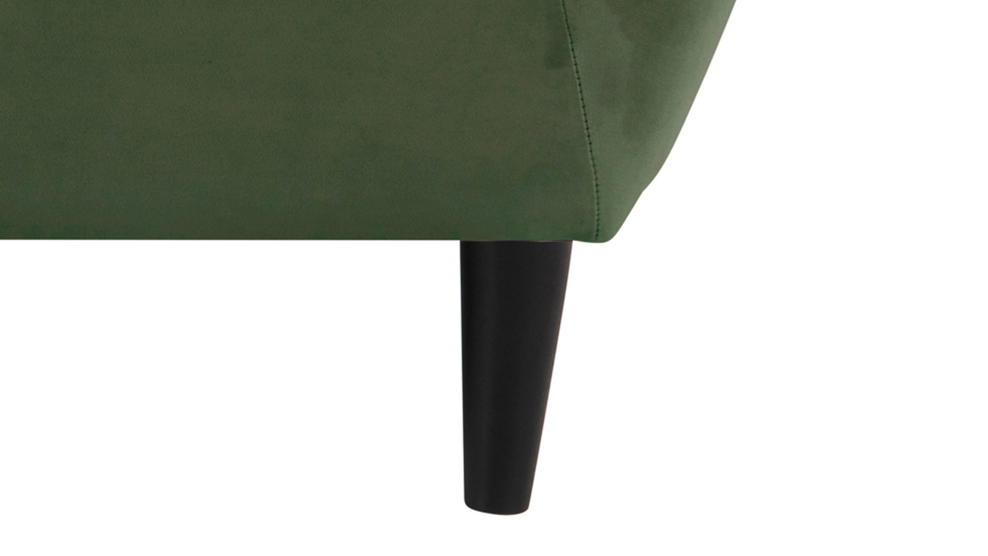 Dreisitzer Actona group aus Stoff in Dunkelgrün Dreisitzer-Sofa als bequemes Polstermöbel waldgrüner Samt Vic 68AC & schwarze Holzfüße - Breite ca. 191 cm