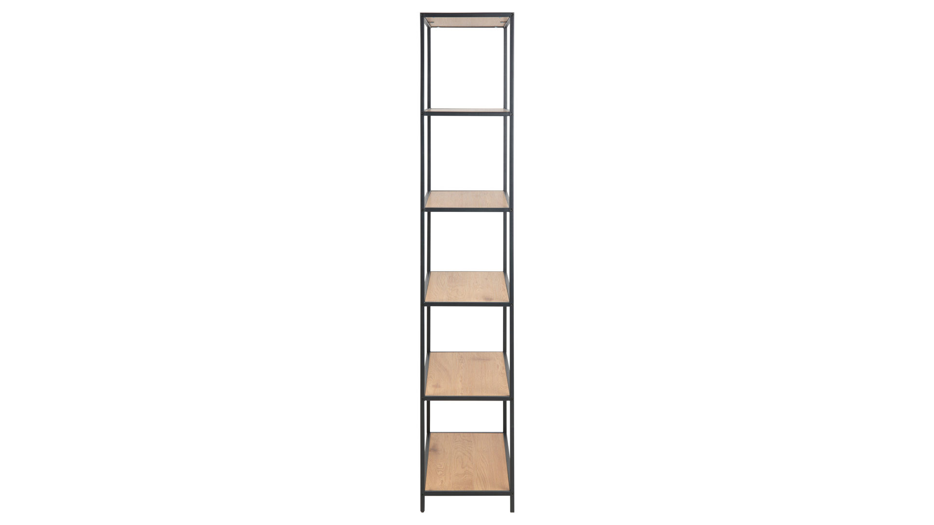 Regal Actona group aus Holz in Holzfarben Regal Seaford im Industrielook als Wohnzimmermöbel Wildeiche & Schwarz – fünf Fächer, ca. 77 x 185 cm
