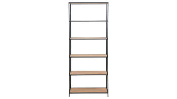 Regal Actona group aus Holz in Holzfarben Regal Seaford im Industrielook als Wohnzimmermöbel Wildeiche & Schwarz – fünf Fächer, ca. 77 x 185 cm