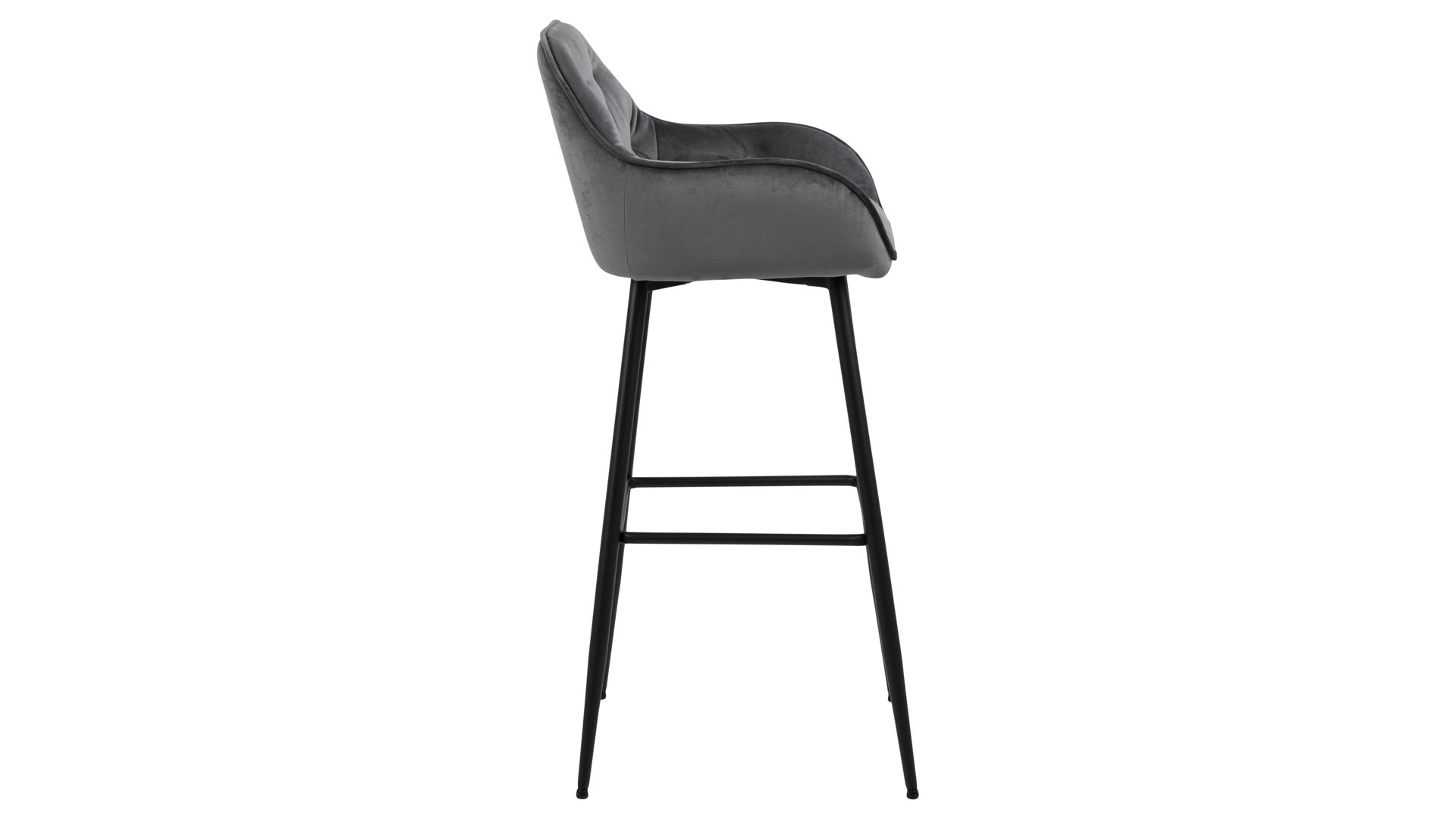 Barhocker Actona group aus Stoff in Grau Barhocker Brooke dunkelgrauer Samt Vic 28 & schwarzes Metall