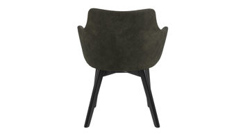 Polsterstuhl Actona group aus Stoff in Dunkelgrün Armlehnstuhl Bella bzw. Polsterstuhl olivgrüner Bezug Preston 38 & Eichenholzfüße