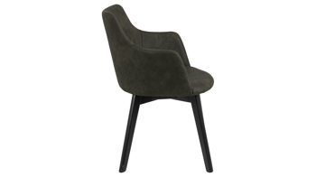 Polsterstuhl Actona group aus Stoff in Dunkelgrün Armlehnstuhl Bella bzw. Polsterstuhl olivgrüner Bezug Preston 38 & Eichenholzfüße