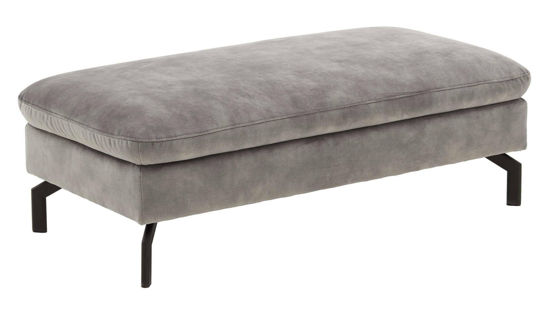 Polsterhocker modulmaster aus Stoff in Grau Modulmaster MM-ZE1126 - XXL-Hocker silberfarbener Velours Amira - ca. 125 x 62 cm