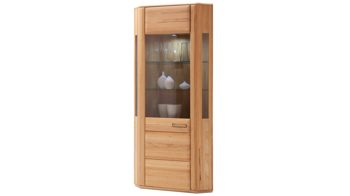 Vitrine Mca direkt aus Holz in Holzfarben Wohnprogramm Sena - Eckvitrine als Wohnzimmermöbel geölte Kernbuche – eine Tür