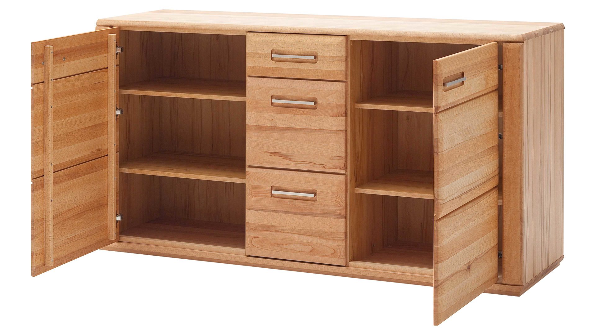 Sideboard Mca direkt aus Holz in Holzfarben Wohnprogramm Sena - Sideboard bzw. Kommodenschrank geölte Kernbuche – zwei Türen, drei Schubladen