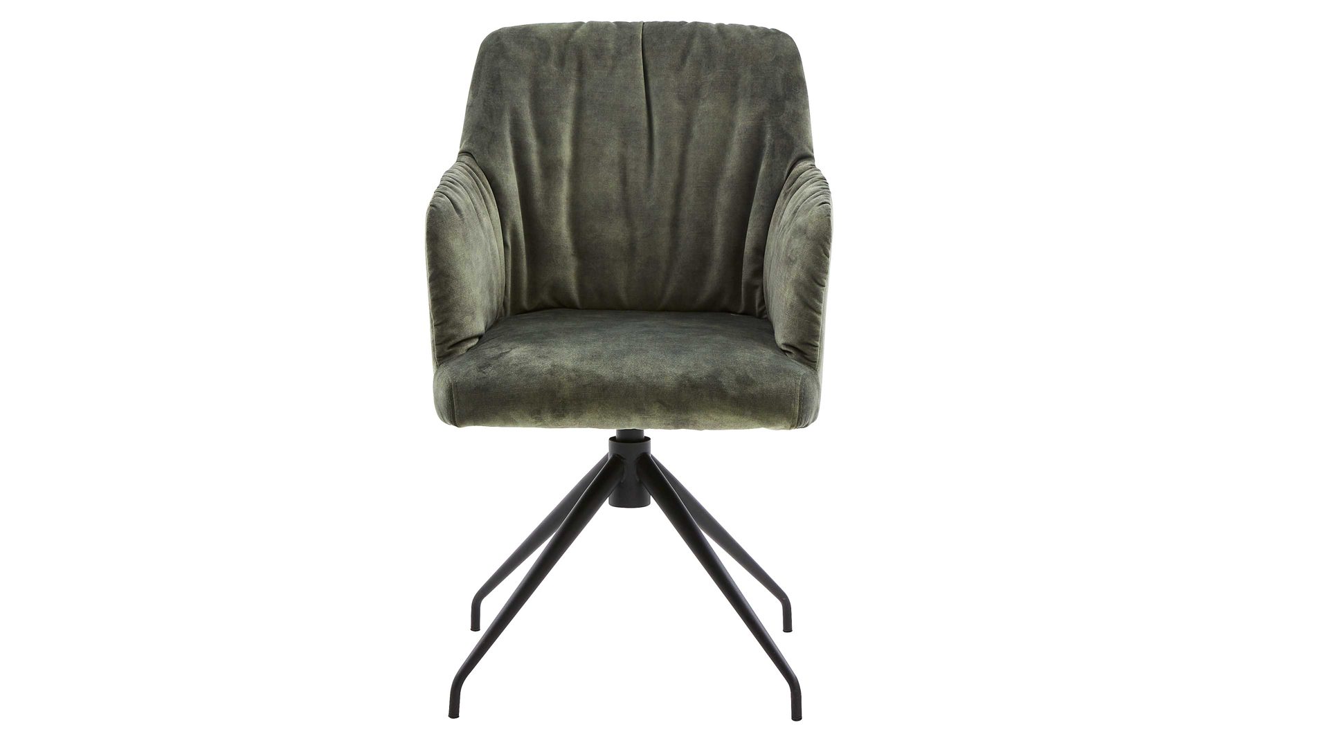 Polsterstuhl Interliving aus Stoff in Grün Interliving Esszimmer Serie 5110 - Armlehnstuhl grüner Bezug Genova & schwarzer Spinnenfuß