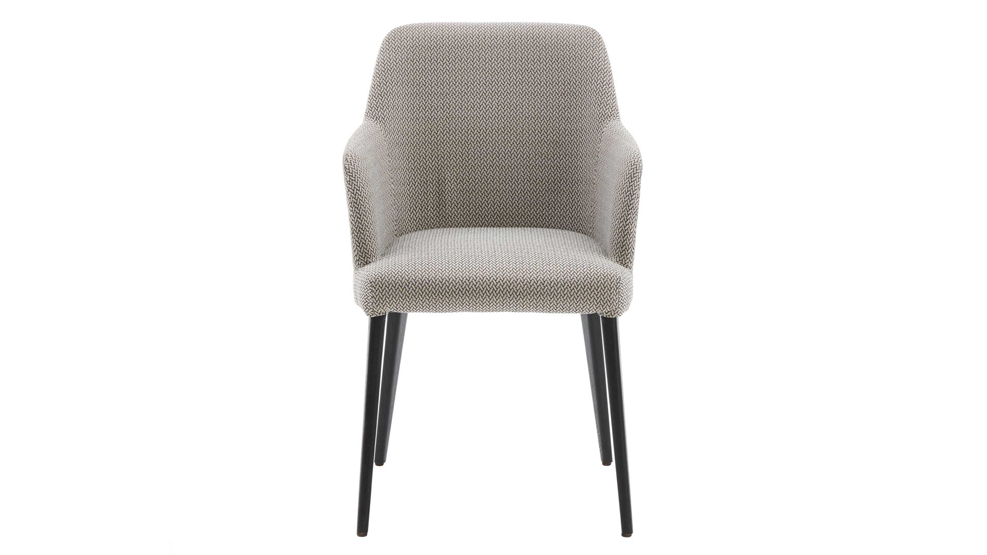 Polsterstuhl Interliving aus Stoff in Grau Interliving Esszimmer Serie 5110 - Armlehnstuhl CO412 silberfarbener Bezug Calvin & ebenholzfarbene Holzfüße