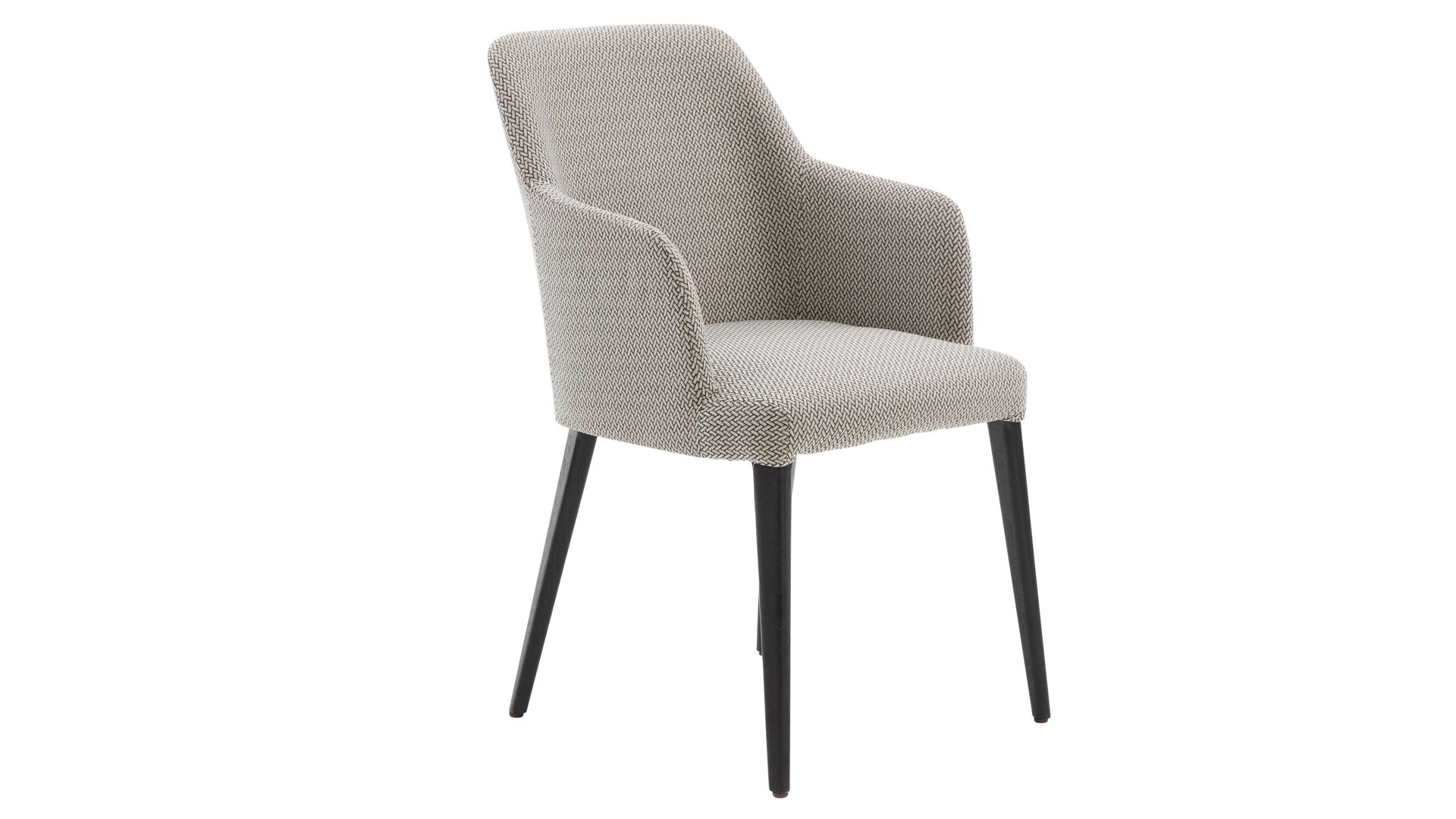 Polsterstuhl Interliving aus Stoff in Grau Interliving Esszimmer Serie 5110 - Armlehnstuhl CO412 silberfarbener Bezug Calvin & ebenholzfarbene Holzfüße
