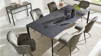 Auszugtisch Interliving aus Holz in Schwarz Interliving Esszimmer Serie 5110 - Auszugtisch T0401 mattschwarzes Eichefurnier - ca. 200 - 300 x 100 cm