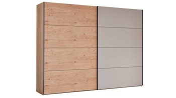 Kleiderschrank Interliving aus Holz in Grau Interliving Schlafzimmer Serie 1024 – Schwebetürenschrank Design 28,  Taupe & Balkeneiche - zwei Türen, Breite ca. 331 cm