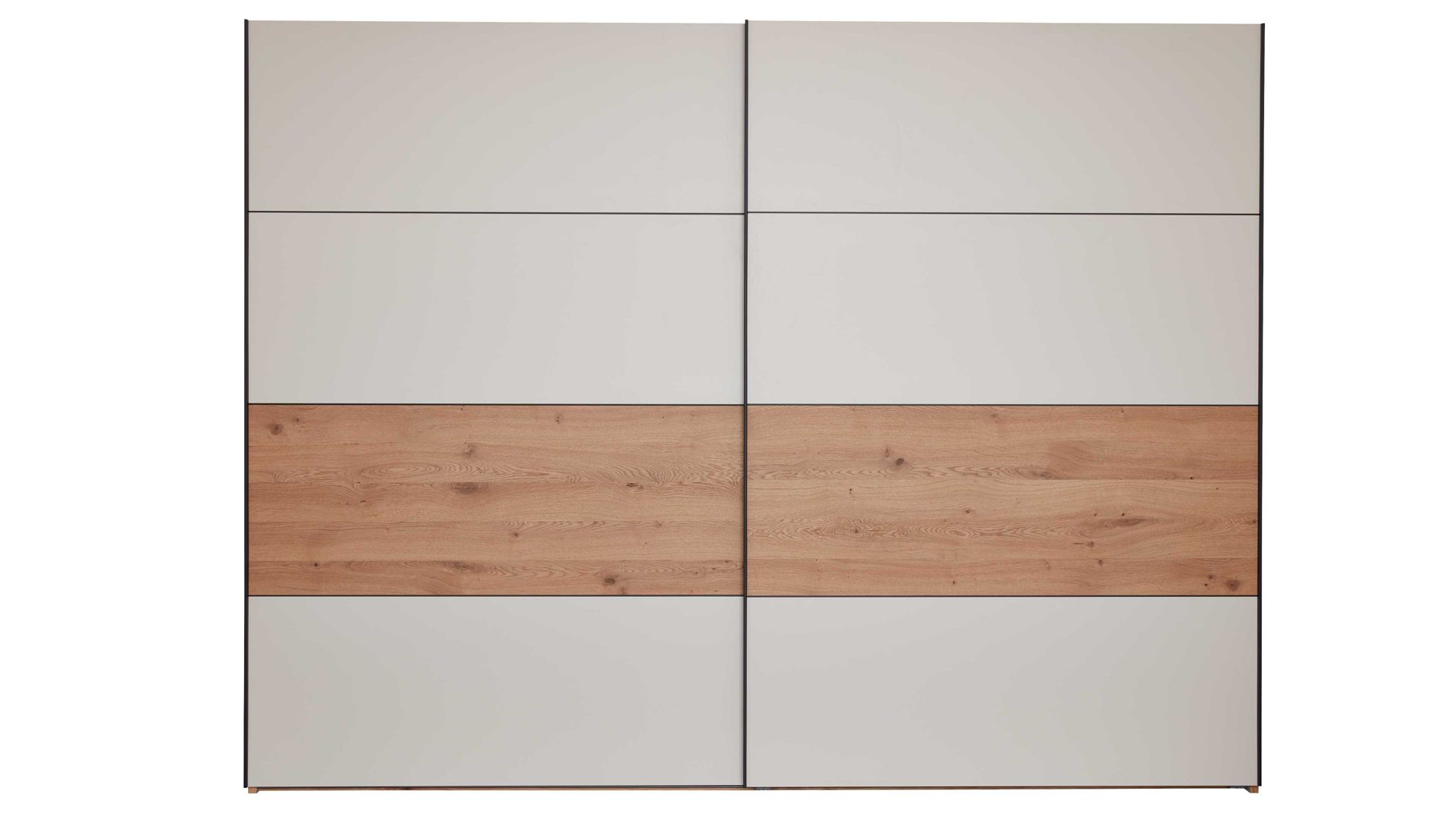 Kleiderschrank Interliving aus Holz in Beige Interliving Schlafzimmer Serie 1024 – Schwebetürenschrank Design 27,  Sand & Balkeneiche - zwei Türen, Breite ca. 301 cm