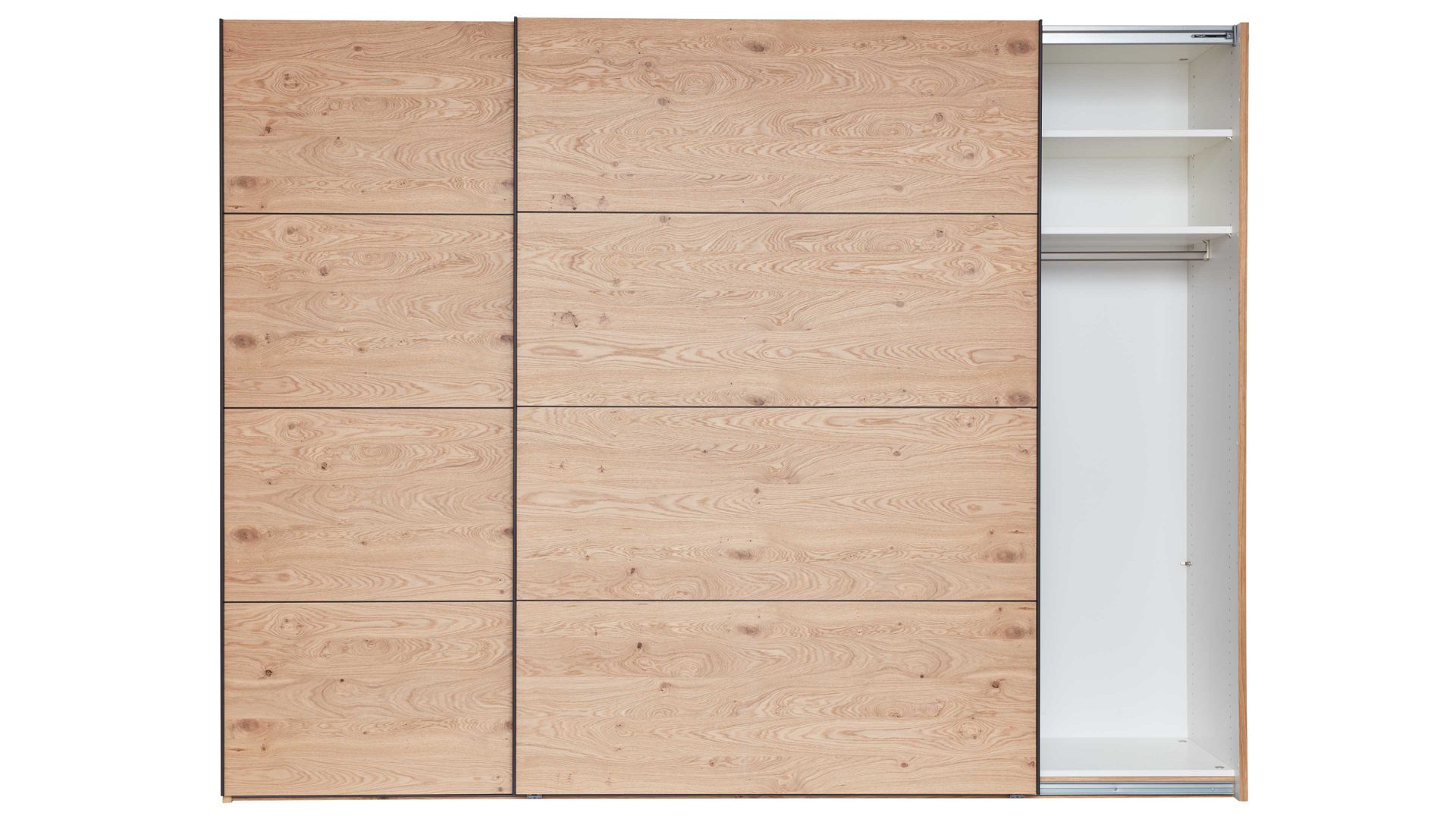 Kleiderschrank Interliving aus Holz in Holzfarben Interliving Schlafzimmer Serie 1024 – Schwebetürenschrank 983300 Design 24,  Balkeneiche - zwei Türen, Breite ca. 331 cm