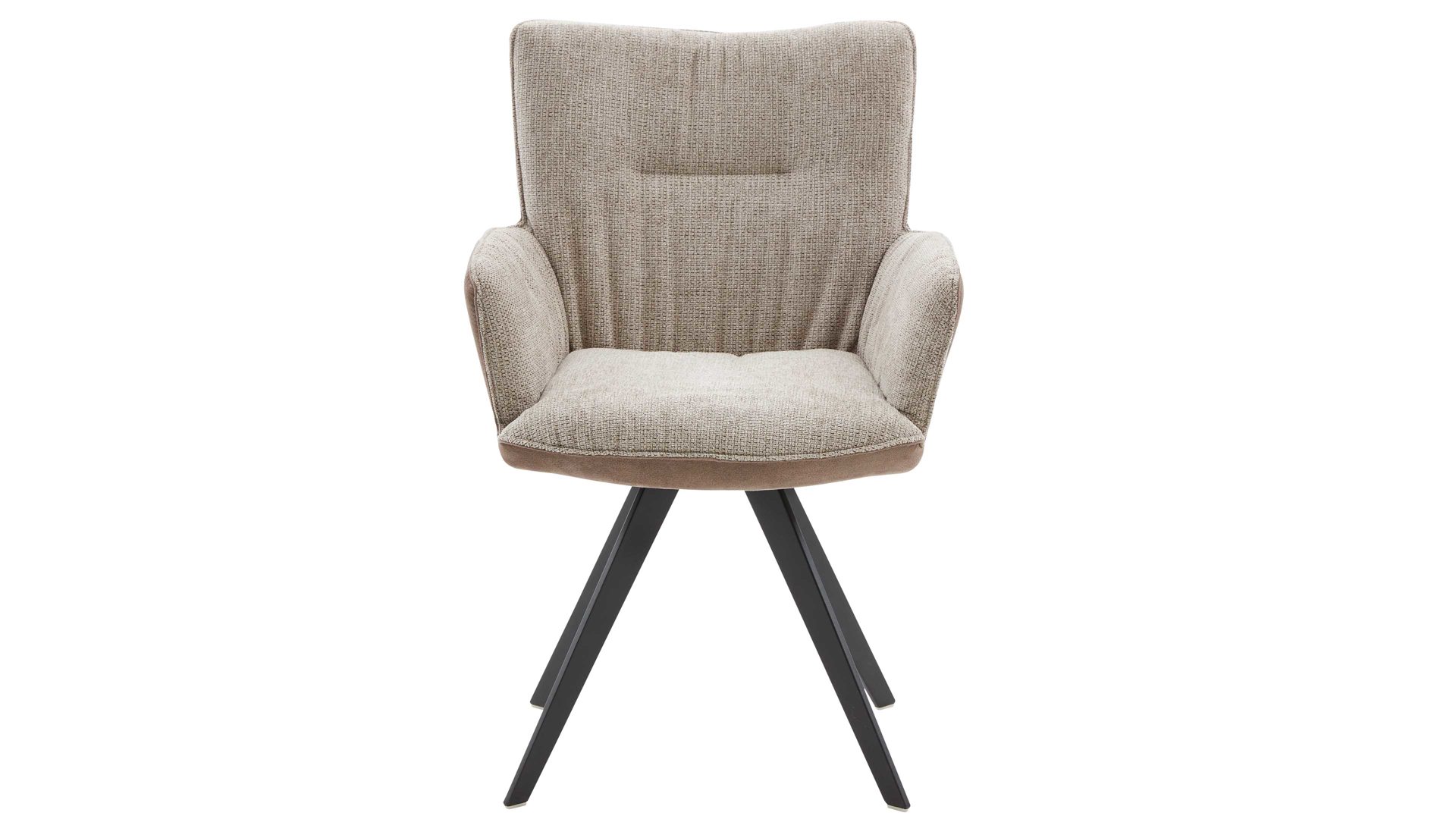 Polsterstuhl Interliving aus Stoff in Beige Interliving Esszimmer Serie 5111 – Schalensessel 9022-04 taupefarbene Bezugkombi 957 & schwarzes Eisen