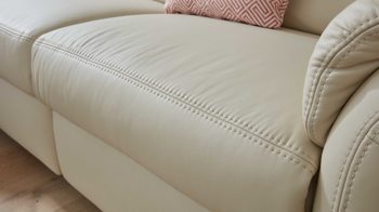 Ecksofa modulmaster aus Leder in Beige Modulmaster MM-PN1049 - Wohnlandschaft ecrufarbenes Leder Torro – Stellfläche ca. 335 x 262 cm