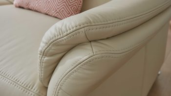 Ecksofa modulmaster aus Leder in Beige Modulmaster MM-PN1049 - Wohnlandschaft ecrufarbenes Leder Torro – Stellfläche ca. 335 x 262 cm