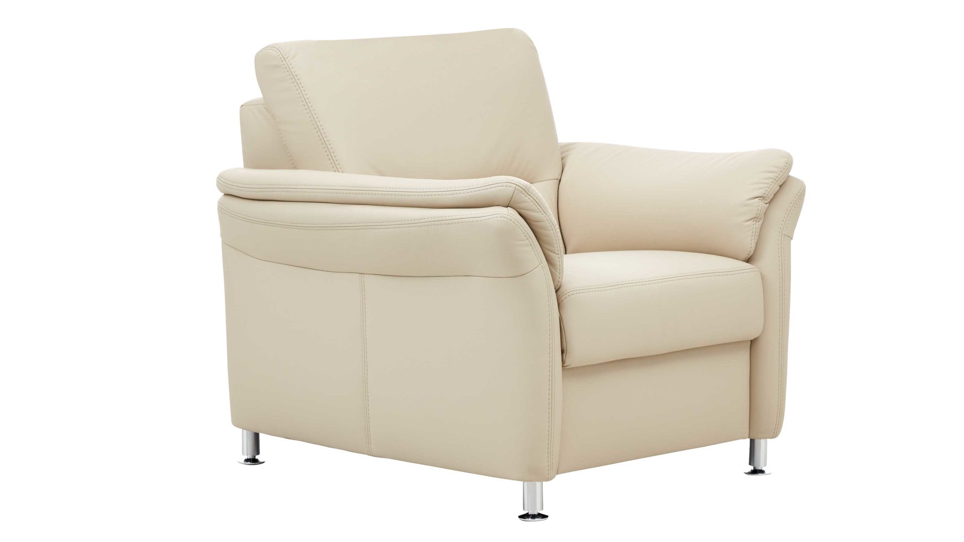 Polstersessel modulmaster aus Leder in Beige Modulmaster MM-PN1049 - Sessel ecrufarbenes Leder Torro & Metallfüße