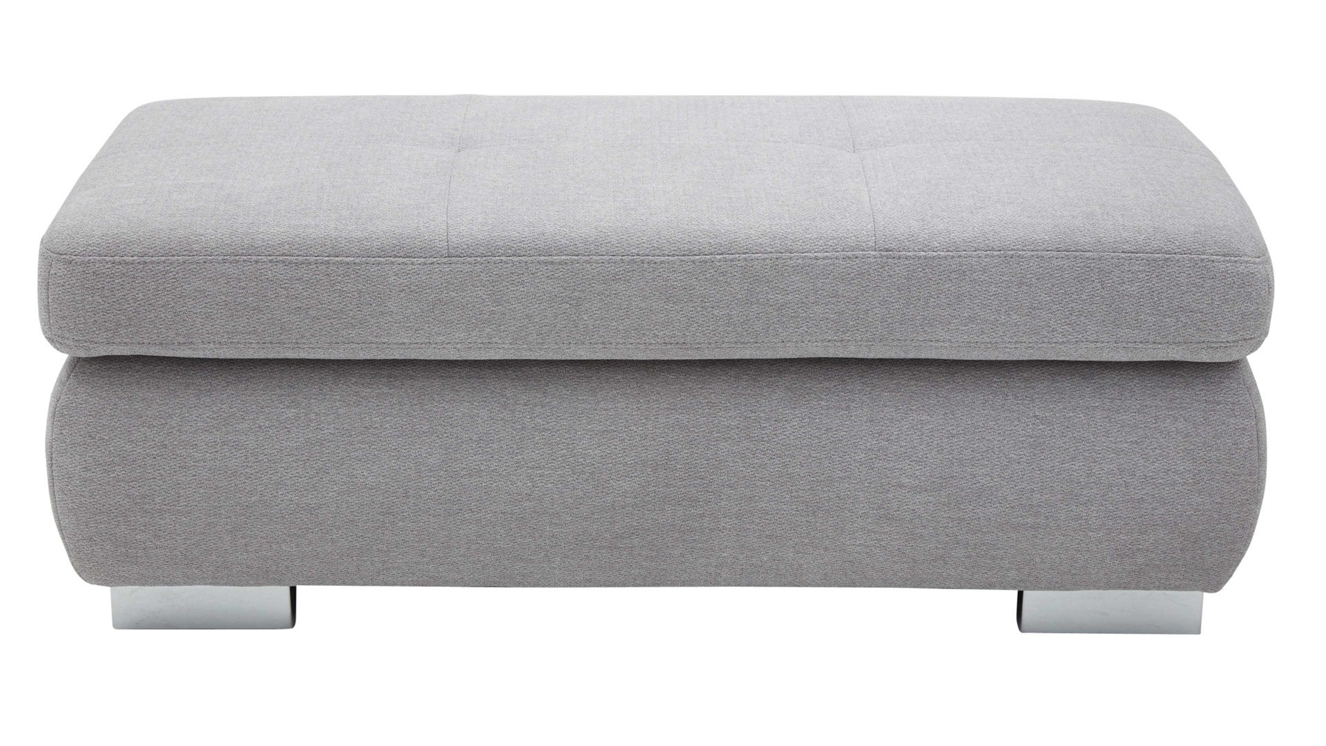 Polsterhocker modulmaster aus Stoff in Hellgrau Modulmaster MM-MP1044 - XXL-Hocker silberfarbene Chenille Calido & Metallfüße - ca. 129 x 64 cm