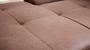 Ecksofa modulmaster aus Stoff in Braun Modulmaster MM-MP1044 - Ecksofa nougatfarbene Mikrofaser Saddle & Metallfüße - Stellfläche ca. 309 x 195 cm