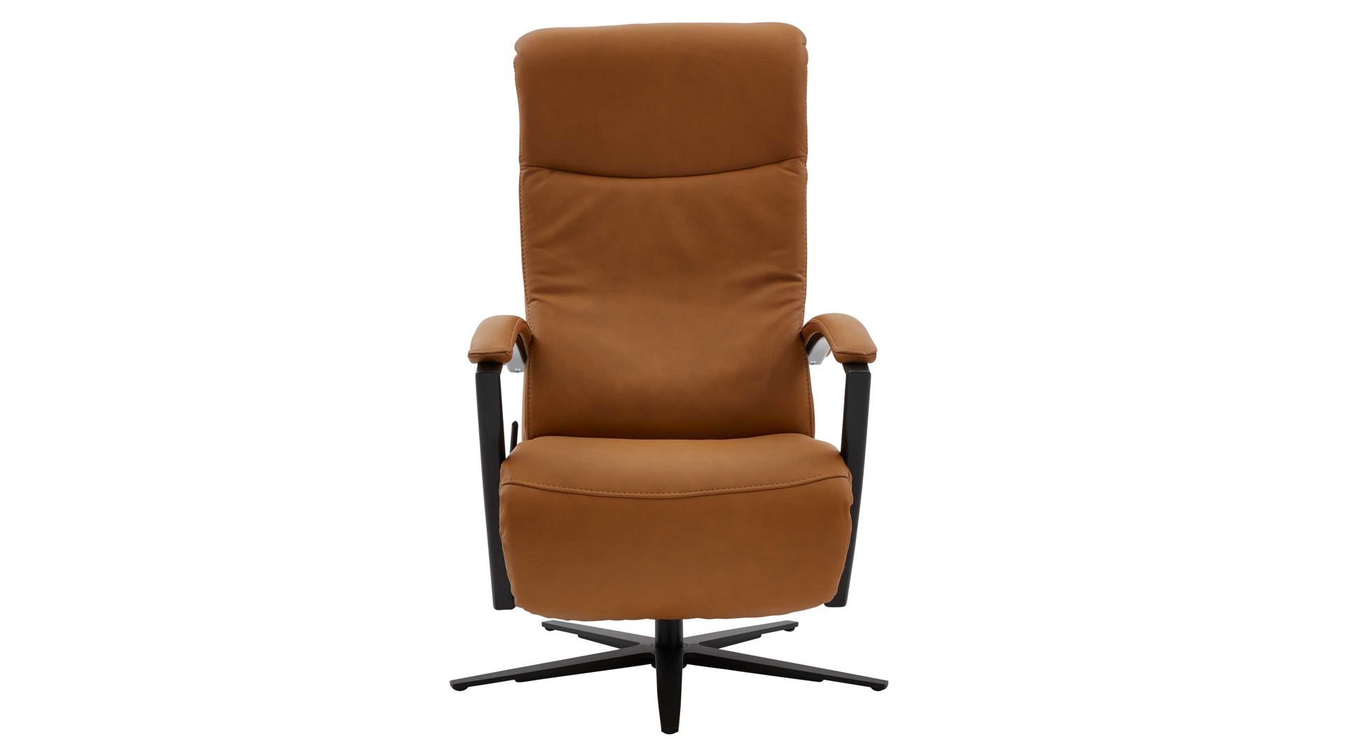 Relaxsessel modulmaster aus Leder in Orange Modulmaster MM-PN1062 - Relaxsessel 1DRF kurkumafarbenes Leder Torro & schwarzer Sternfuß AD4S