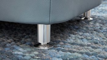 Ecksofa modulmaster aus Leder in Hellblau Modulmaster MM-PN1059 - Wohnlandschaft stahlblaues Leder Belvita & Metallfüße – Stellfläche ca. 322 x 210 cm