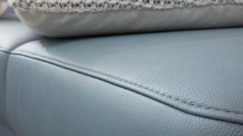 Ecksofa modulmaster aus Leder in Hellblau Modulmaster MM-PN1059 - Wohnlandschaft stahlblaues Leder Belvita & Metallfüße – Stellfläche ca. 322 x 210 cm