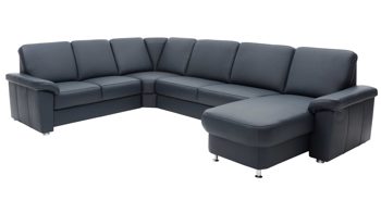 Ecksofa modulmaster aus Leder in Dunkelblau Modulmaster MM-PN1059 - Wohnlandschaft nachtblaues Leder Torro & Metallfüße – Stellfläche ca. 240 x 336 cm