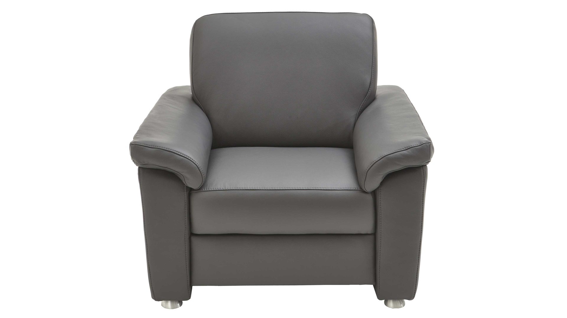 Polstersessel modulmaster aus Leder in Anthrazit Modulmaster MM-PN1059 - Polstersessel anthrazitfarbenes Leder Belvita & Metallfüße