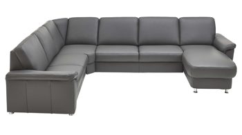 Ecksofa modulmaster aus Leder in Anthrazit Modulmaster MM-PN1059 - Wohnlandschaft anthrazitfarbenes Leder Belvita & Metallfüße – Stellfläche ca. 240 x 336 cm