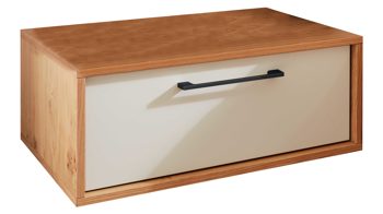 Nachtkommode Interliving aus Holz in Weiß Interliving Schlafzimmer Serie 1023 – Nachtkommode Breite ca. 50 cm - Weiß & Balkeneiche, eine Schublade