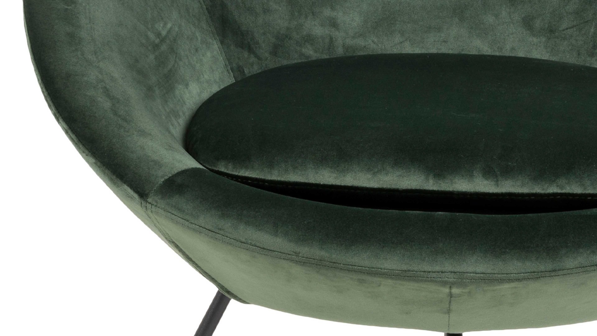 Lounge-Stuhl Actona group aus Stoff in Dunkelgrün Loungestuhl Center waldgrüner Samt Vic 68AC & schwarzes Metallgestell