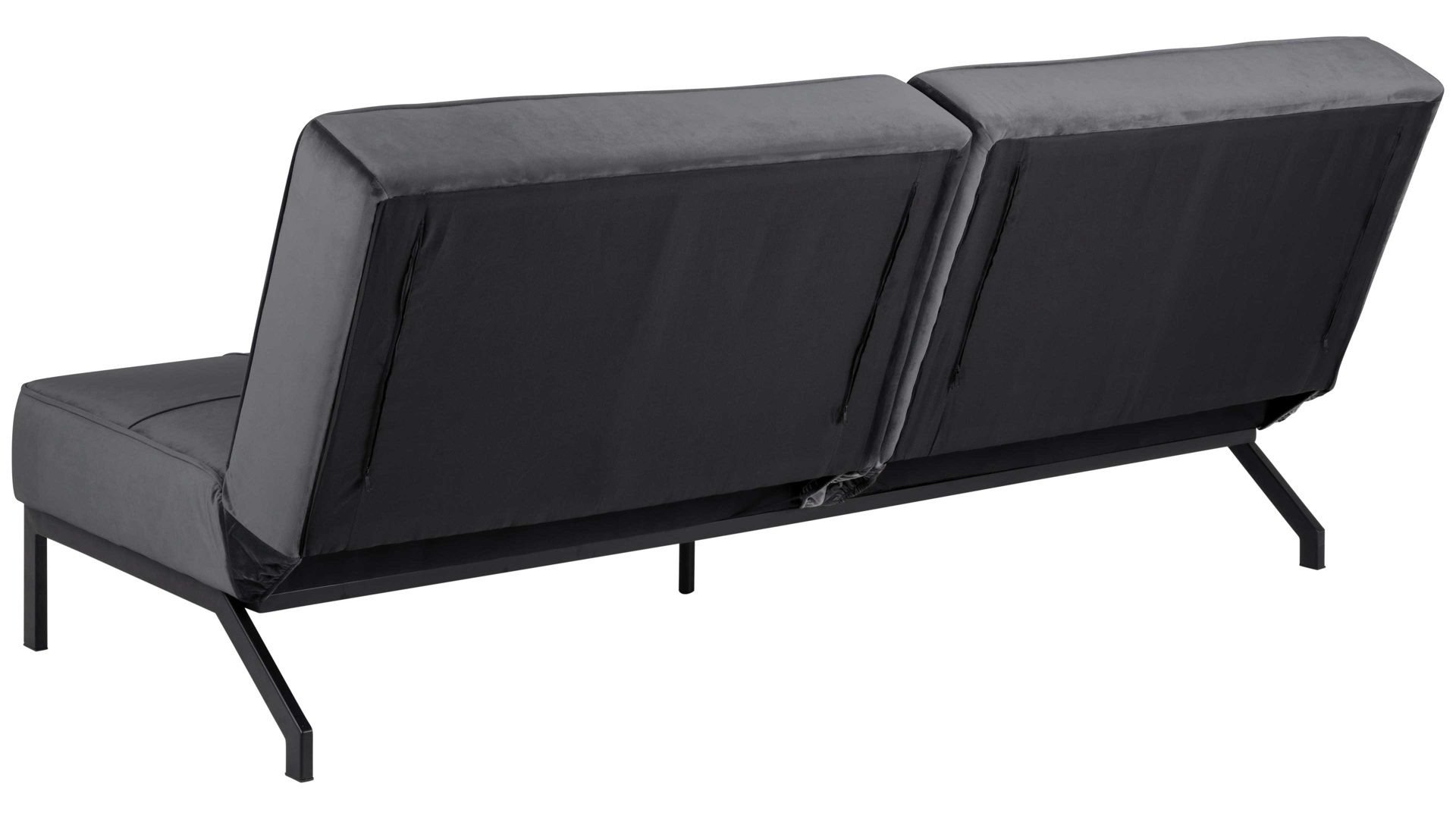Schlafsofa Actona group aus Stoff in Dunkelgrau Schlafcouch Perugia als praktisches Schlafsofa dunkelgrauer Samt Vic 28 & schwarze Metallfüße