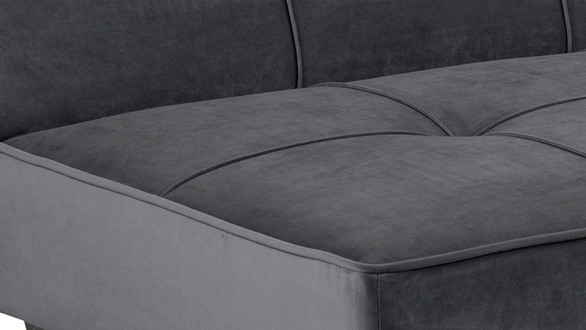Schlafsofa Actona group aus Stoff in Dunkelgrau Schlafcouch Perugia als praktisches Schlafsofa dunkelgrauer Samt Vic 28 & schwarze Metallfüße