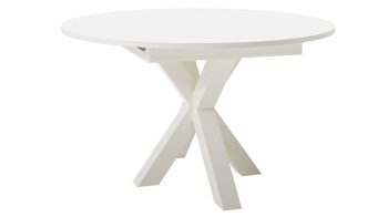 Esstisch Mäusbacher aus Holz in Weiß Esstisch-Serie The Big System - Auszugtisch Mattweiß - Durchmesser ca. 130 cm