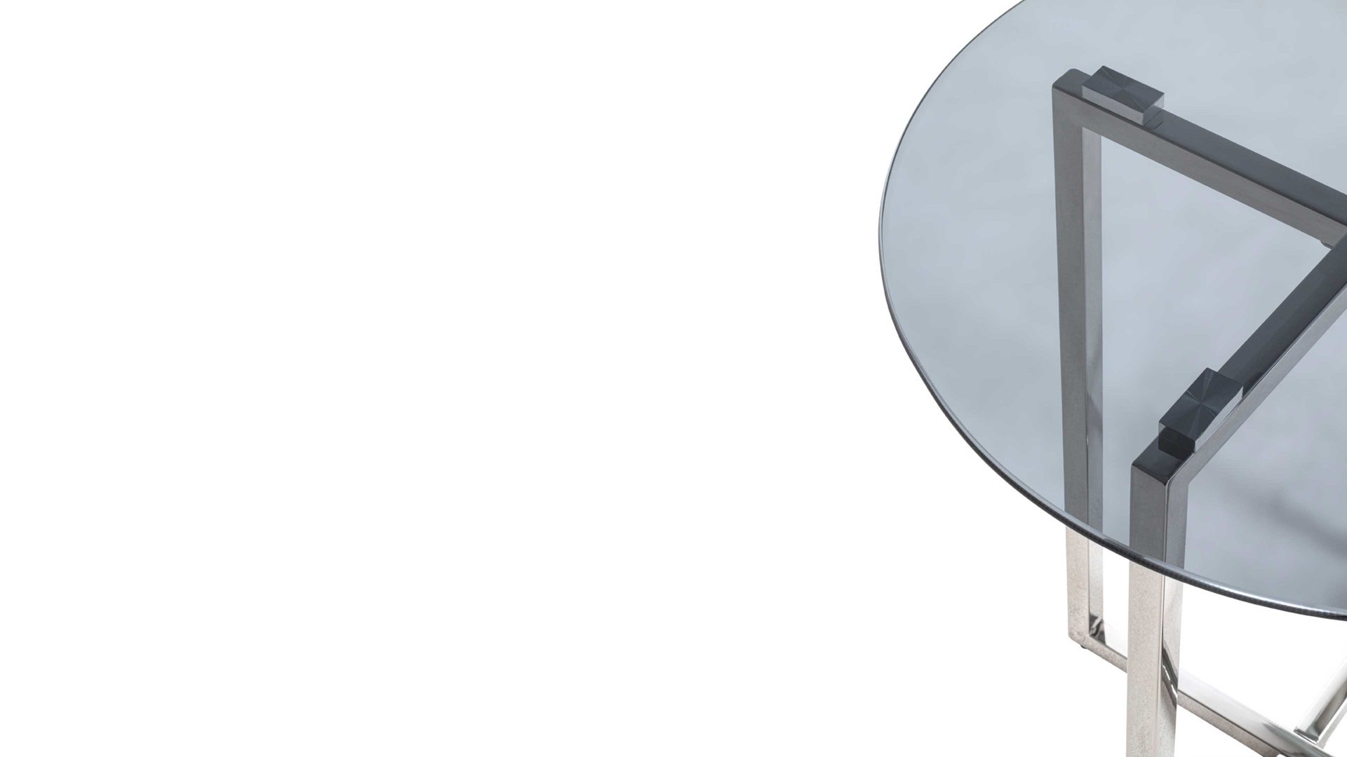 Beistelltisch Haku aus Glas in Grau Beistelltisch graues Glas & Edelstahl - Durchmesser ca. 50 cm