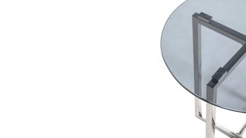 Beistelltisch Haku aus Glas in Grau Beistelltisch graues Glas & Edelstahl - Durchmesser ca. 50 cm