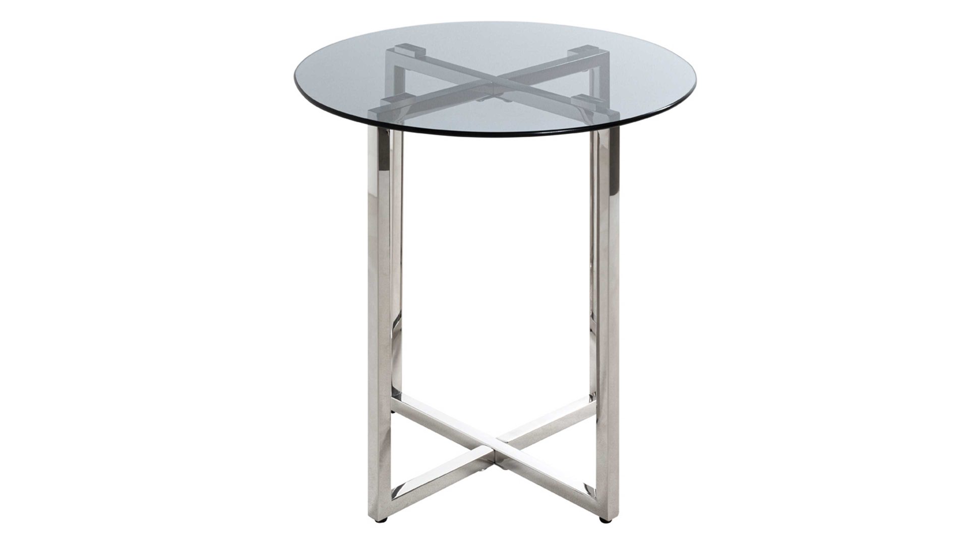 Beistelltisch Haku aus Glas in Grau Beistelltisch graues Glas & Edelstahl - Durchmesser ca. 50 cm