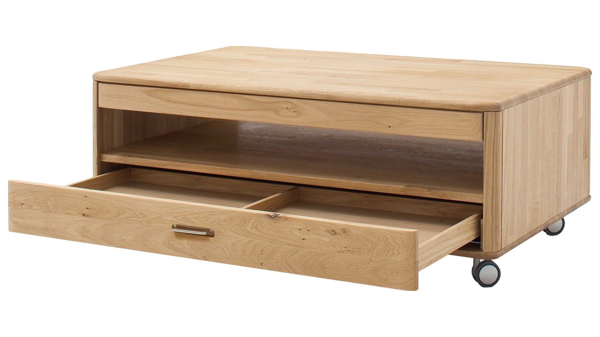 Couchtisch Mca furniture aus Holz in Holzfarben Couchtisch auf Rollen biancofarbene Balkeneiche – ca. 115 x 45 x 70 cm