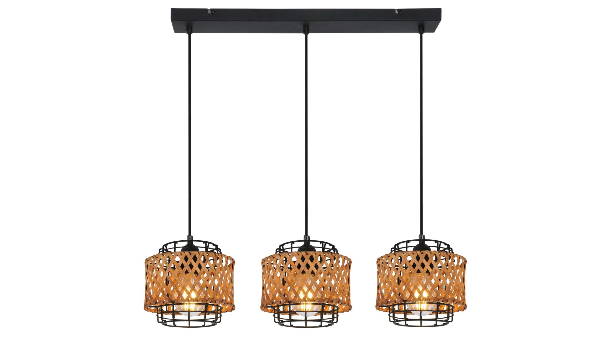 Pendelleuchte Globo lighting aus Metall in Holzfarben GLOBO Hängeleuchte Gina Bambus & Metall – Länge ca. 65 cm