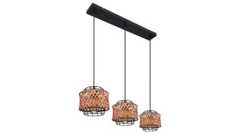 Pendelleuchte Globo lighting aus Metall in Holzfarben Hängeleuchte Gina Bambus & Metall – Länge ca. 65 cm