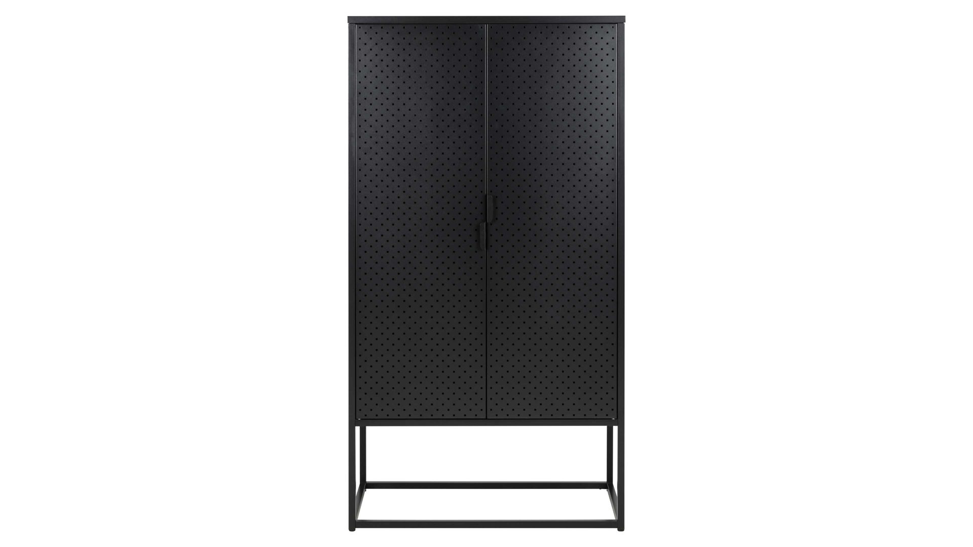 Einzelschrank Actona group aus Metall in Schwarz Metallmöbel Newton - Schrank schwarzer Stahl - zwei Türen, Breite ca. 80 cm