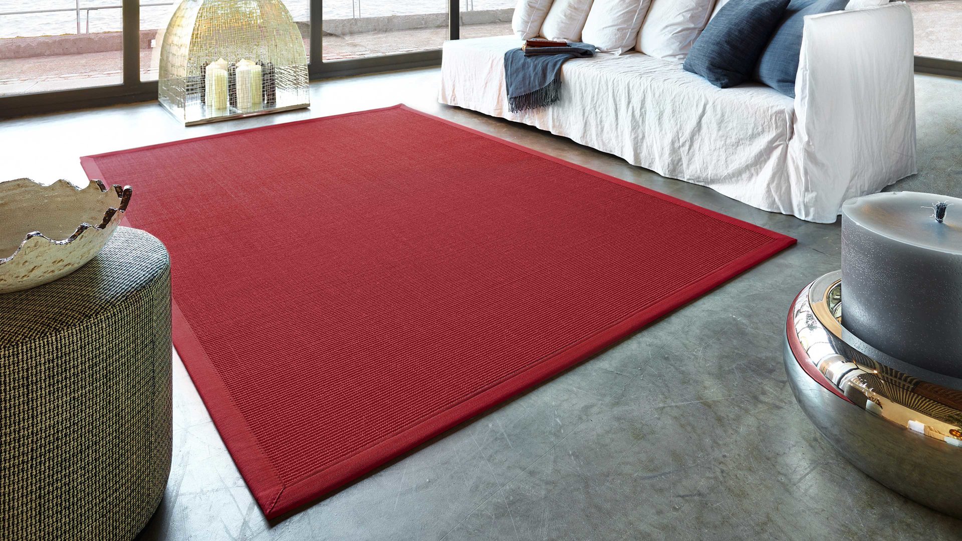 Webteppich Golze | astra aus Naturfaser in Dunkelrot ARMADA Teppich Cancun rubinroter Sisal - ca. 65 x 140 cm