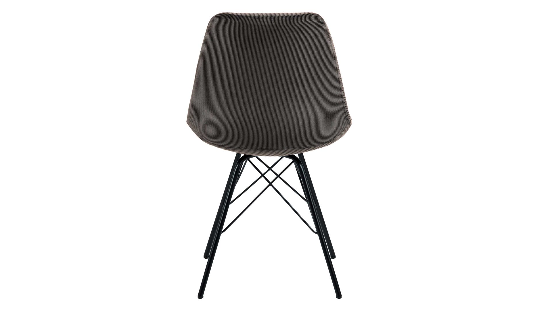 Vierfußstuhl Actona group aus Stoff in Anthrazit Polsterstuhl Eris anthrazitfarbener Feincord Wind 40 & schwarze Metallfüße