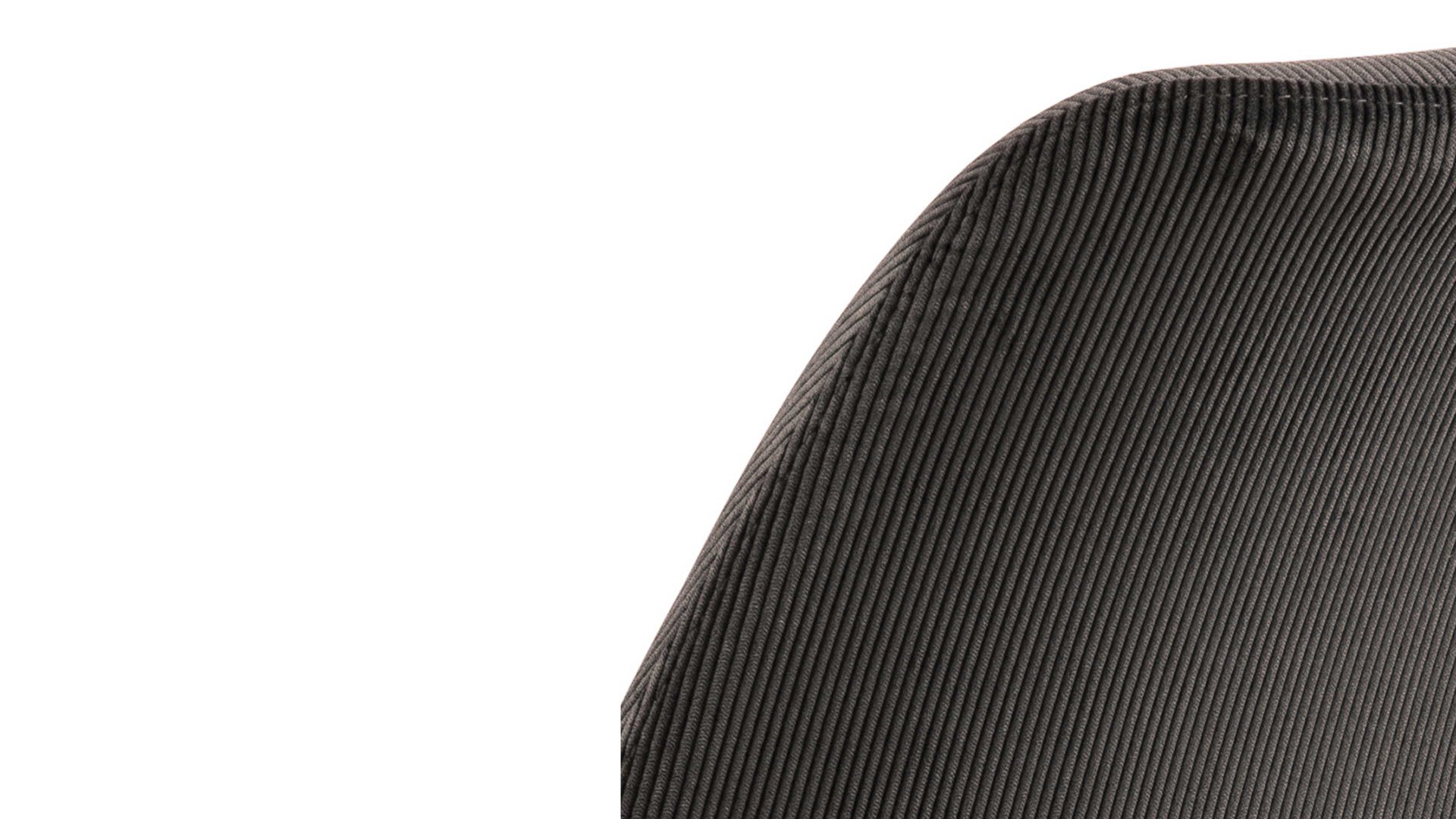 Vierfußstuhl Actona group aus Stoff in Anthrazit Polsterstuhl Eris anthrazitfarbener Feincord Wind 40 & schwarze Metallfüße