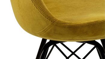 Vierfußstuhl Actona group aus Stoff in Gelb Polsterstuhl Eris gelber Feincord Wind 90 & schwarze Metallfüße