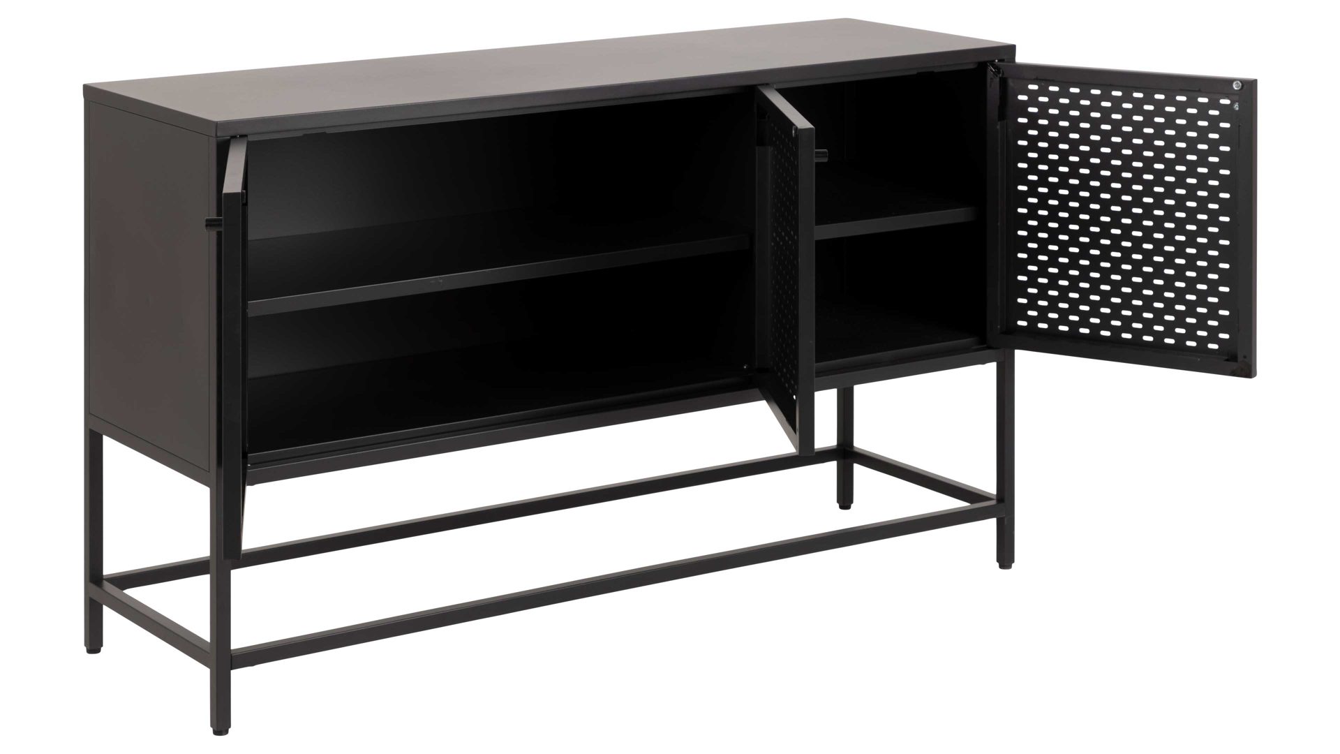 Sideboard Actona group aus Metall in Schwarz Metallmöbel Newcastle - Sideboard schwarzes Metall - drei Türen, Breite ca. 125 cm